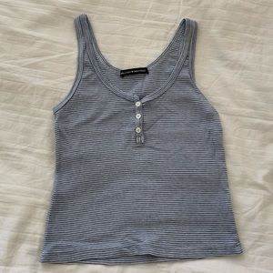 brandy melville light blue and white striped button tank top